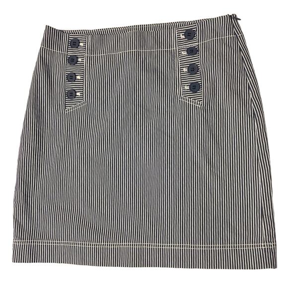 Talbots Dresses & Skirts - NWT Talbots Skirt Woman's Blue and White Stripe Size 8 Petite Buttons Mini